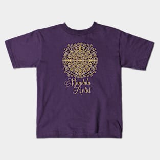 Mandala Artist In Gold Kids T-Shirt